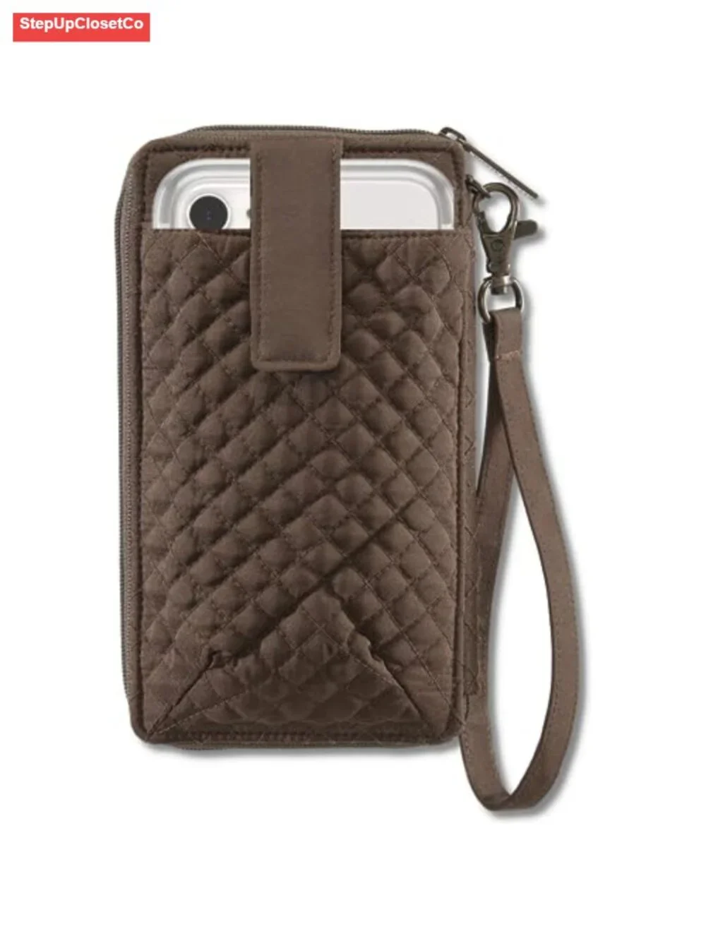 Quilted Microfiber Wristlet Wallet with Phone Pocket RFID Protection